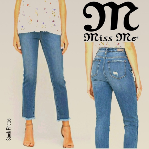 MISS ME 26x27 High Rise Ankle Straight Frayed Hem NWT - Picture 16 of 17